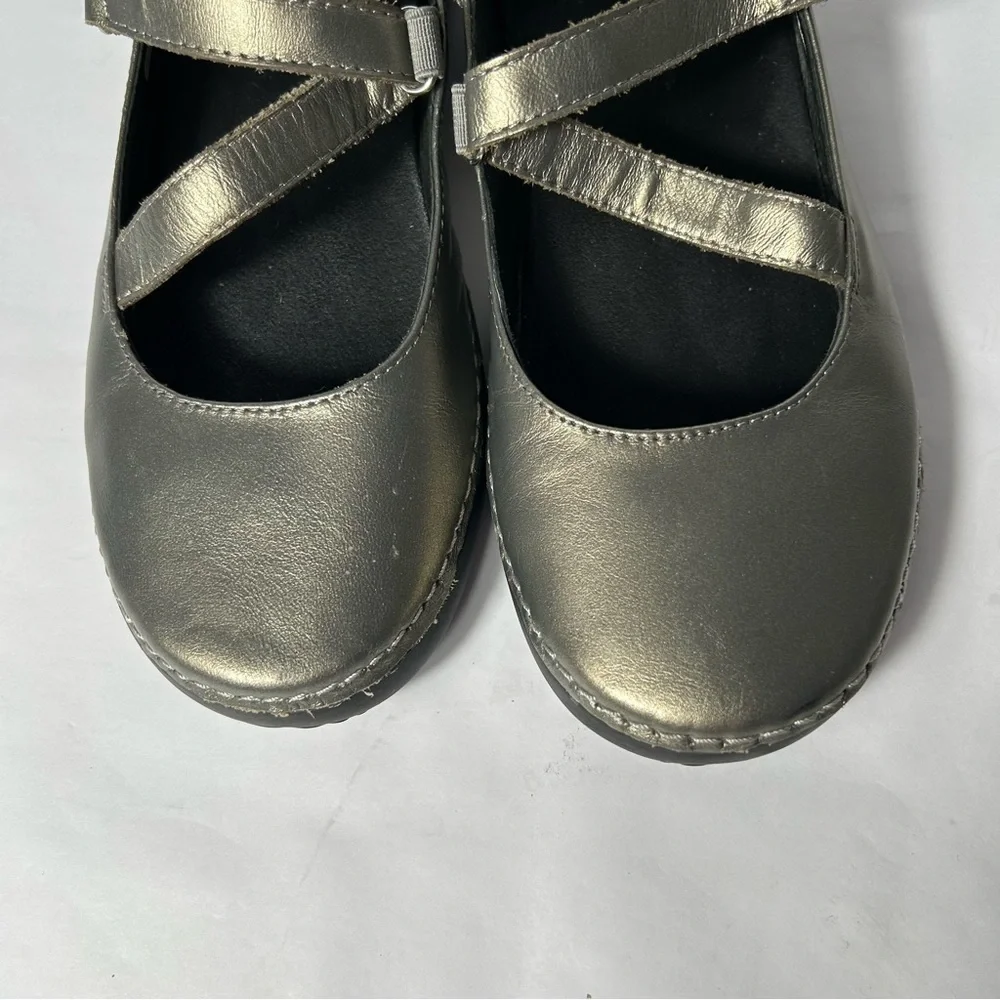 Vionic Orthaheel Judith Shoes Womens 7.5US Gray Silver Mary‎ Jane Flats Strappy